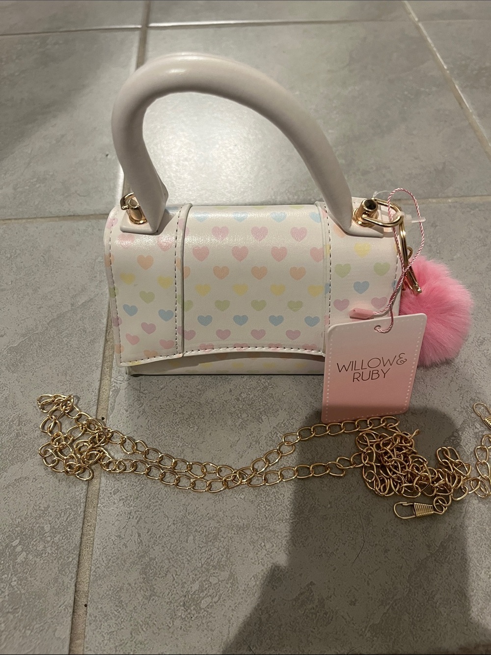 Willow & Ruby Pastel Heart White little girls mini handbag